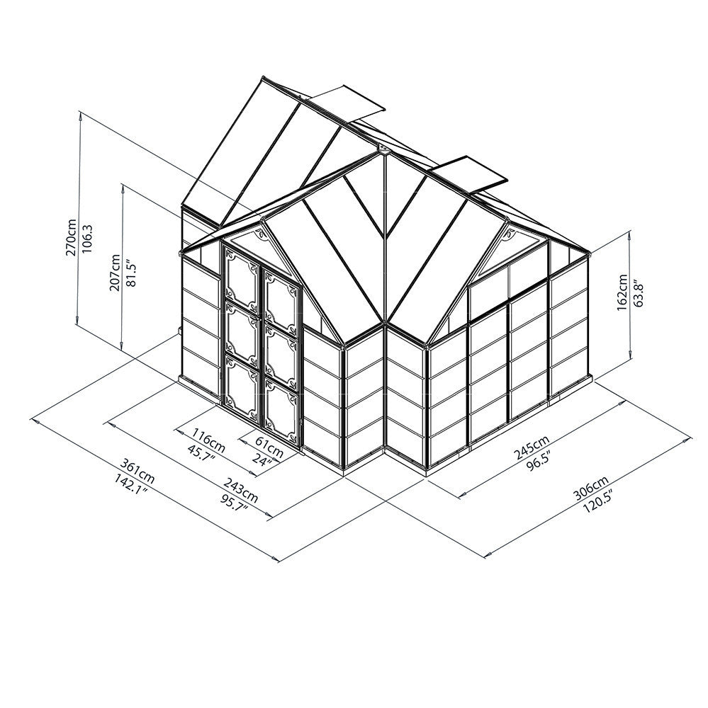 Chalet 12′ x 10′ Greenhouse