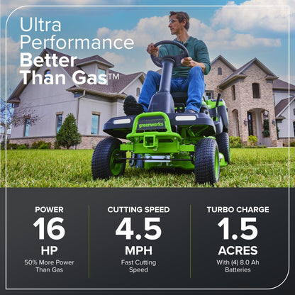 60V 30″ CrossoverT Riding Lawn Tractor with (4) 8.0 Ah Batteries and 600-Watt Charger