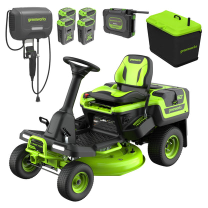 60V 30″ CrossoverT Riding Lawn Tractor, Bagger Included, (4) 8.0 Ah (1) 20.0Ah Batteries and 600-Watt Charger