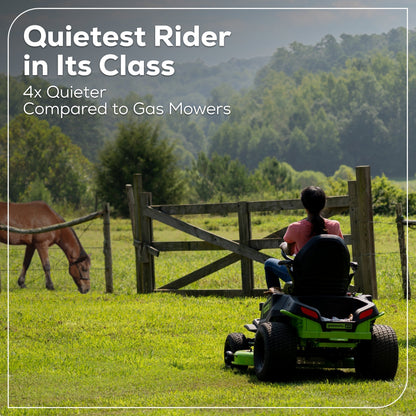 60V 42″ Cordless Battery CrossoverT Riding Lawn Mower: (6) 8.0 Ah Batteries and (3) Dual-Port Turbo Chargers