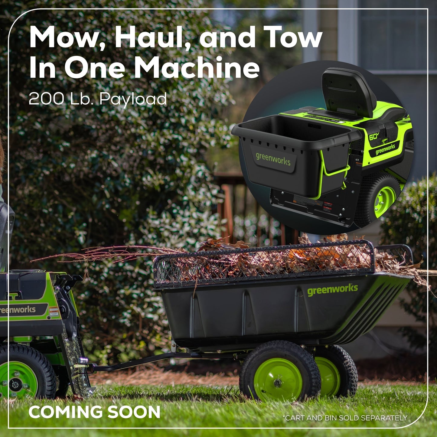 60V 30” CrossoverT Riding Lawn Tractor with (2) 8.0 Ah, (2) 4.0 Ah Batteries & 600-Watt Charger