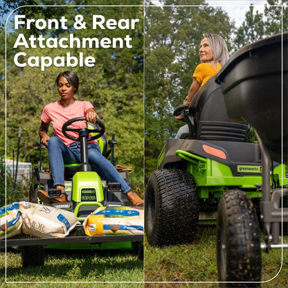 60V 42″ Cordless Battery CrossoverT Riding Lawn Mower: (6) 8.0 Ah Batteries and (3) Dual-Port Turbo Chargers