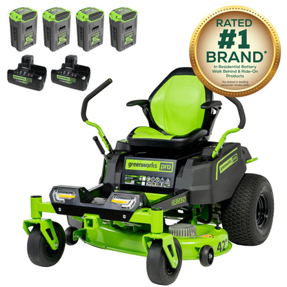 60V 42″ Electric CrossoverZ Zero Turn Mower with (4) 8 Ah Batteries and (2) Dual-Port Turbo Chargers