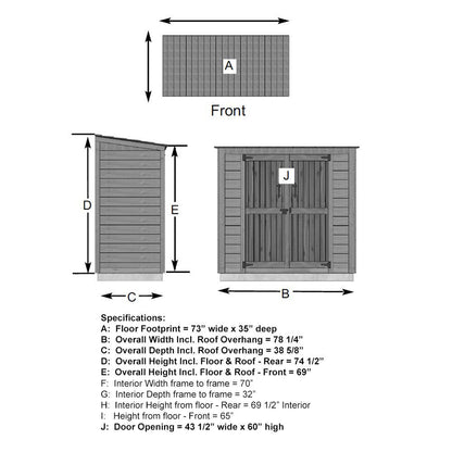 6′ x 3′ Patio Garden Shed
