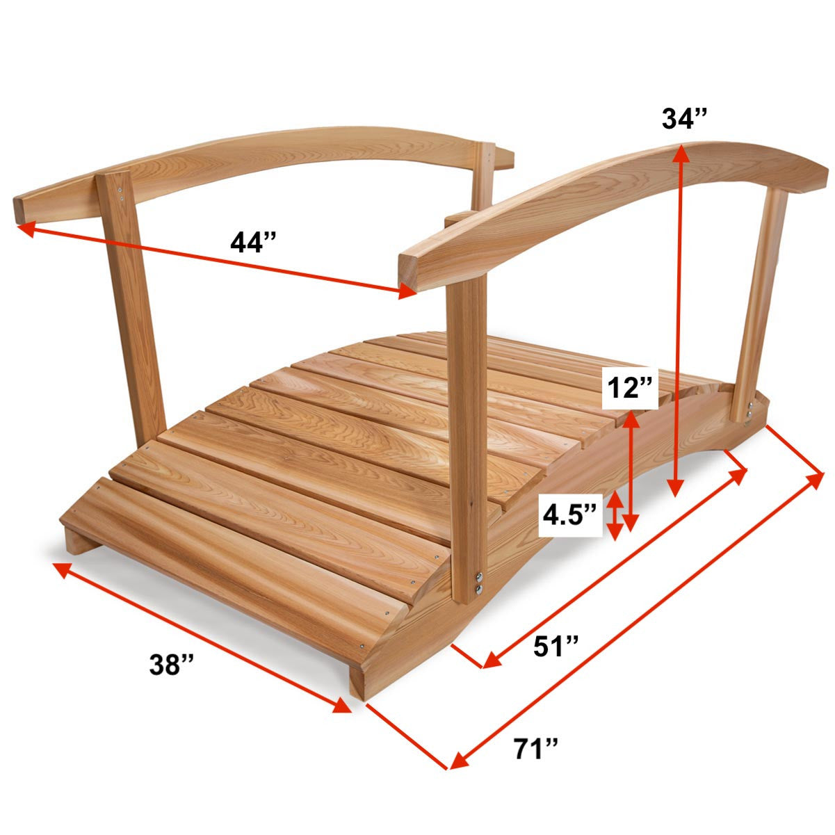 6′ Cedar Garden Bridge & Handrails